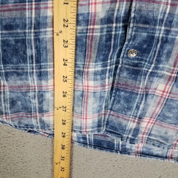 Tommy Bahama Button Up Shirt Adult XXL Plaid Acid Wash Blue Casual Beach Men's - Picture 10 of 13